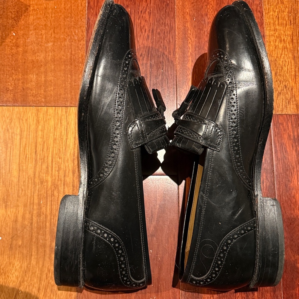 Men's Bostonian Leather Tassel Black Loafer Dress Shoes Slip on  10.5 Shoe Trees - Picture 3 of 16
